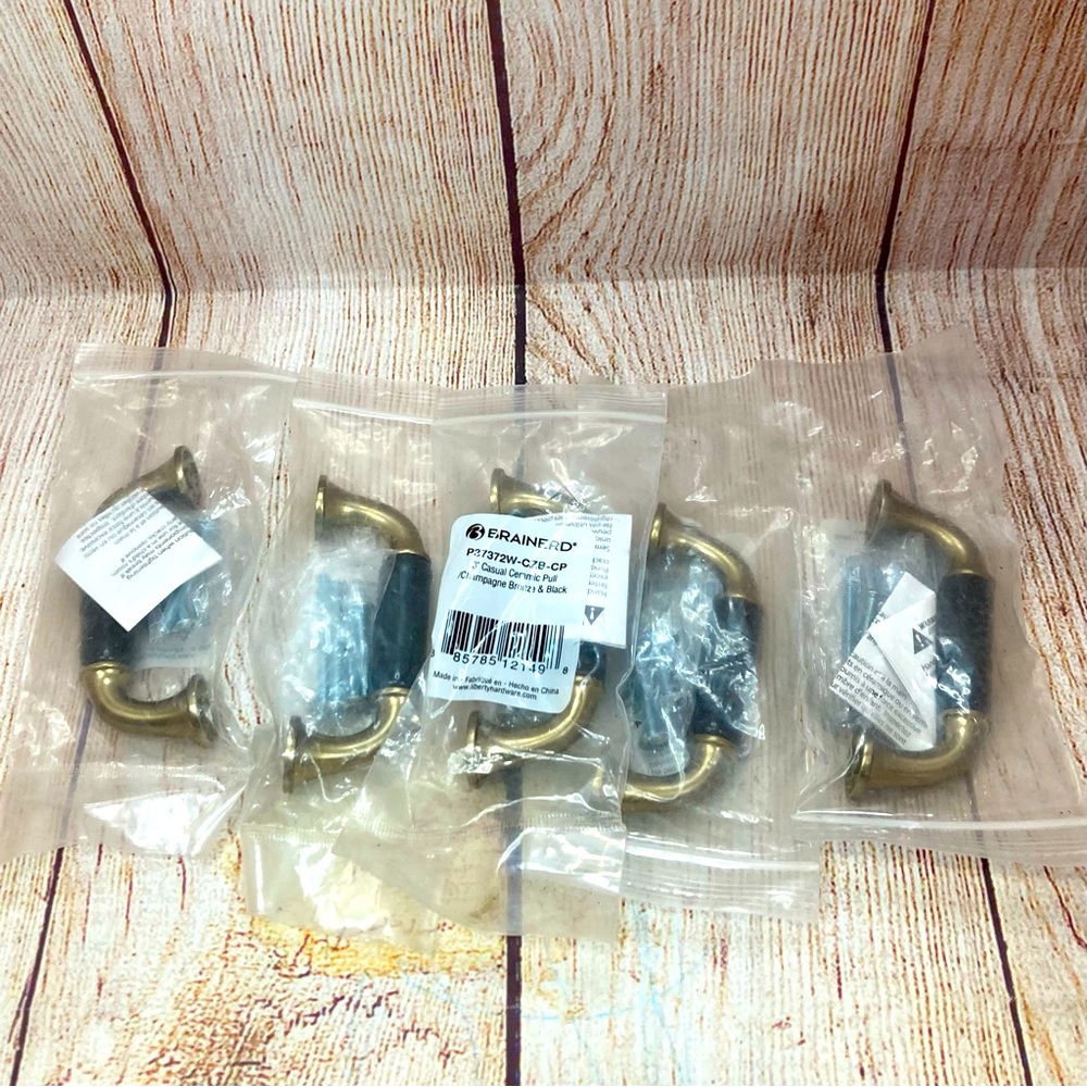 Liberty Hardware Handles 3” Ceramic Brainerd  Champagne Bronze/Black Set Of 5